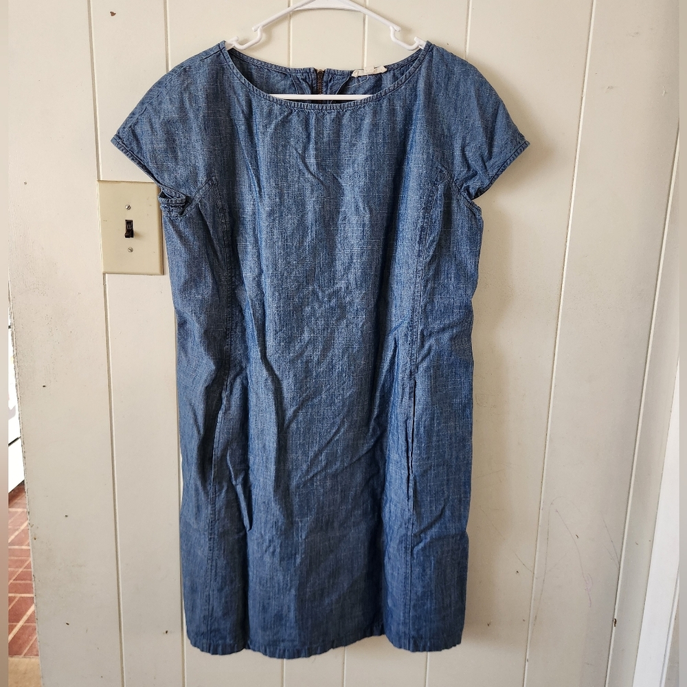 Eileen Fisher Indigo Chambray Dress Size S